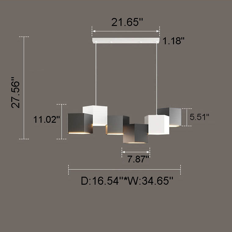 Modern Creative Square Geometric Iron LED Macaron Chandelier BulbSquare