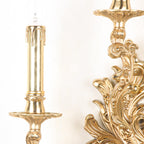 French Vintage Brass Candle 2/3 Light Wall Sconce Lamp