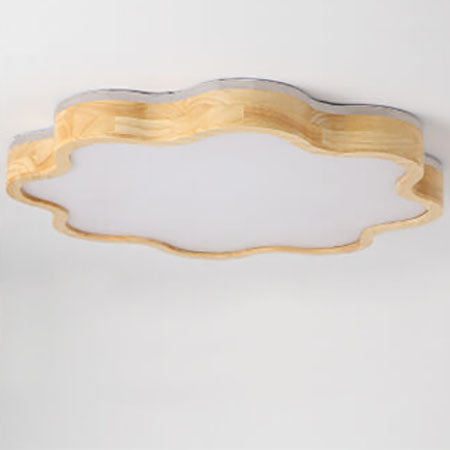 Nordic Flower Shape Wooden LED Flush Mount Ceiling Light Lumendat