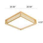 Nordic Solid Wood Square LED Japanese Tatami Flush Mount Ceiling Light BulbSquare