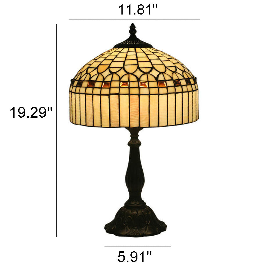 European Tiffany Yellow Baroque Glass 1-Light Table Lamp Lumendat