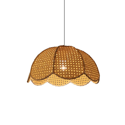 Nordic Rattan Weaving Scallop Dome 1-light Pendant Light