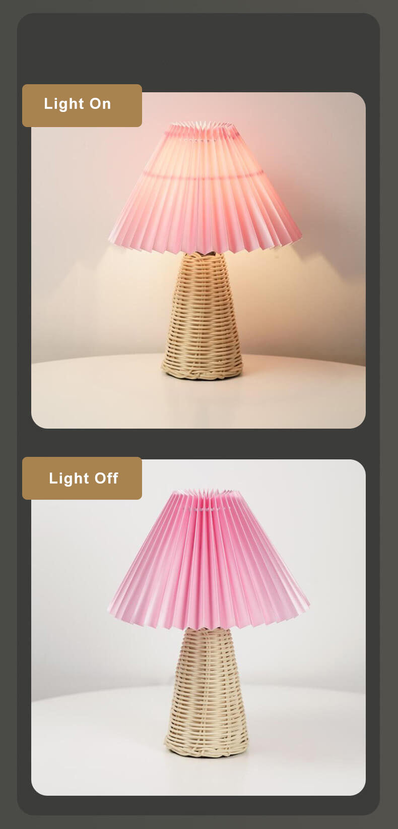 Vintage Pleated Fabric Tapered Base 1-Light Table Lamp Lumendat