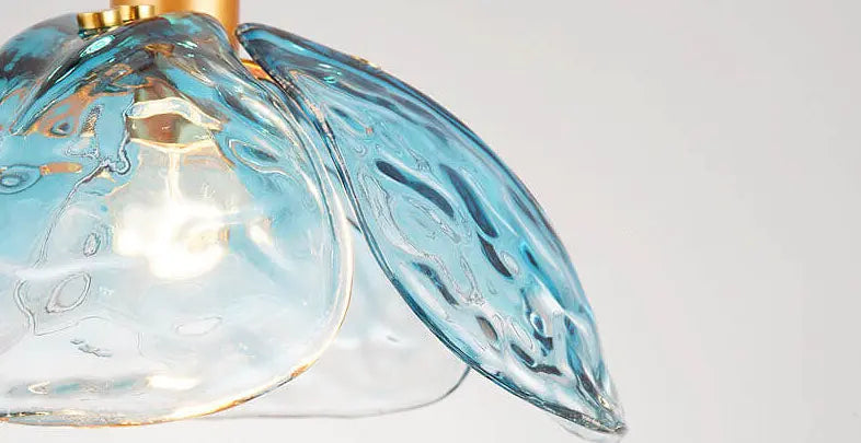 Modern Minimalist Flower-shaped Petal Iron Glass 1-light Pendant Light for Living Room BulbSquare
