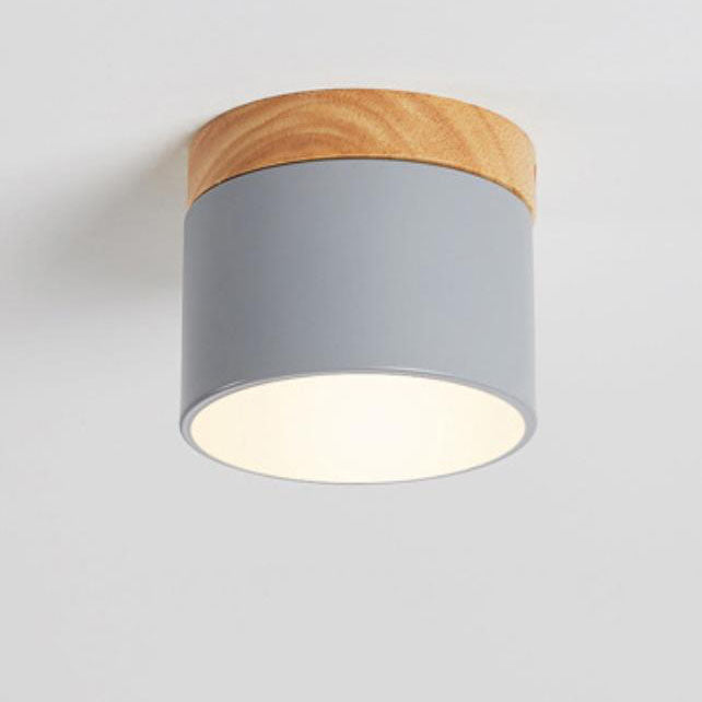 Scandinavian Macaroon Solid Color Log LED Flush Mount Ceiling Light BulbSquare