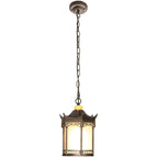 Retro Chinese Outdoor Waterproof Hexagonal Lantern 1-light Patio Pendant Light BulbSquare