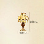 Traditional European Vintage Fabric Beaded Curtain Resin Base Palace 1-Light Table Lamp For Study Lumendat