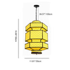 Chinese Retro Hexagonal Faux Sheepskin Iron 1-light Pendant Light BulbSquare