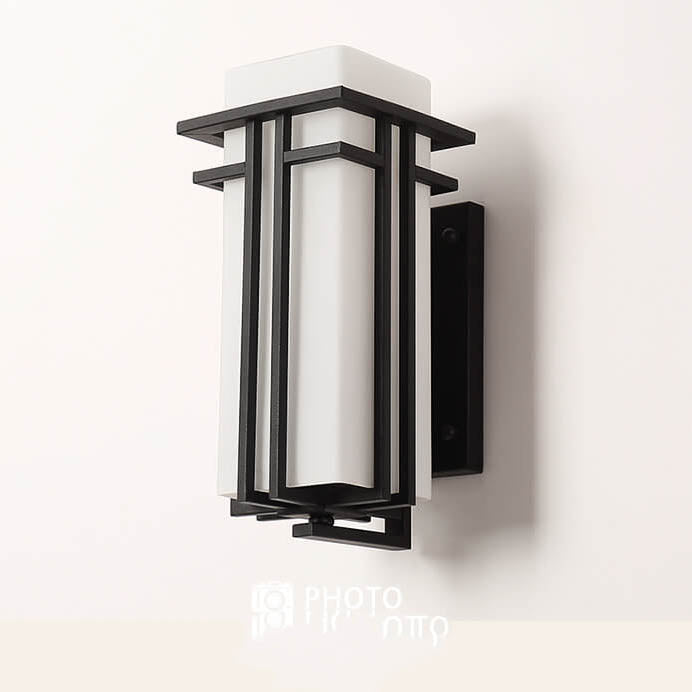 Modern Glass Square Iron 1-Light Waterproof Outdoor Wall Sconce Lamp Lumendat