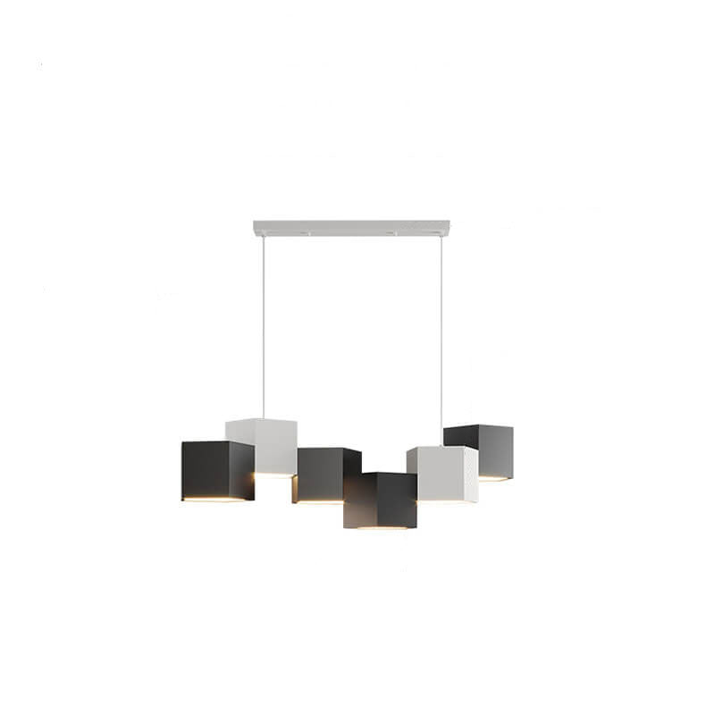 Modern Creative Square Geometric Iron LED Macaron Chandelier BulbSquare