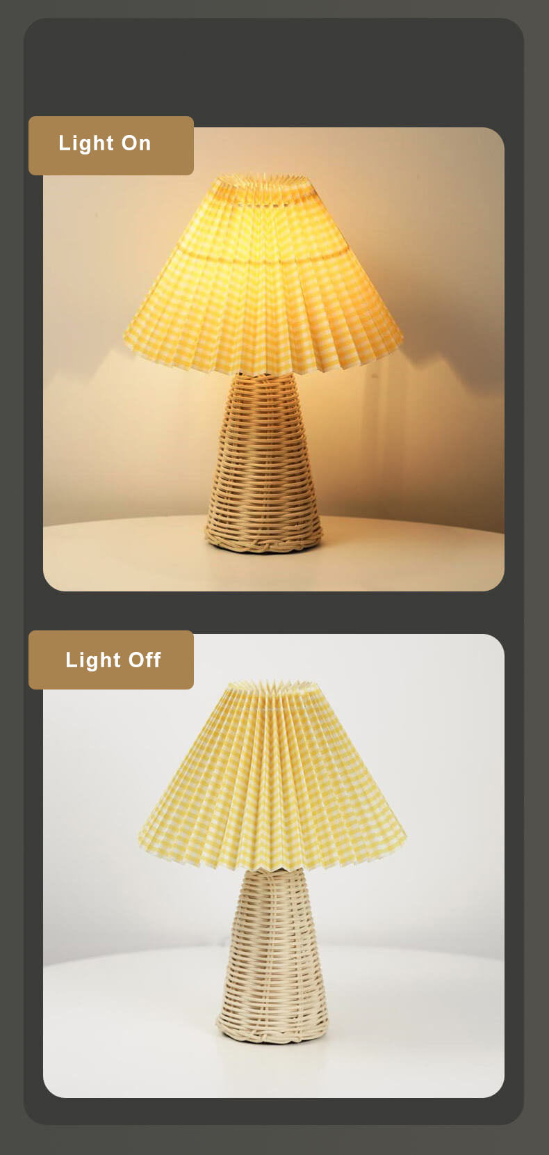 Vintage Pleated Fabric Tapered Base 1-Light Table Lamp Lumendat