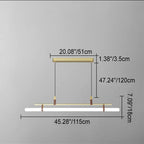 Modern Minimalist Long Strip Iron Acrylic Faux Leather LED Island Light Chandelier For Living Room & Dining Room Lumendat