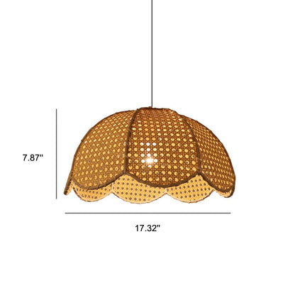 Nordic Rattan Weaving Scallop Dome 1-light Pendant Light