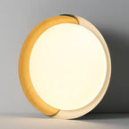 Minimalist Round Bowl Wood Grain LED Flush Mount Ceiling Light Lumendat