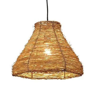 Retro Rattan Weaving Dome 1-light Pendant Light Lumendat