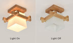 Modern Wooden Square Cube 1-light Semi-flush Mount Ceiling Light