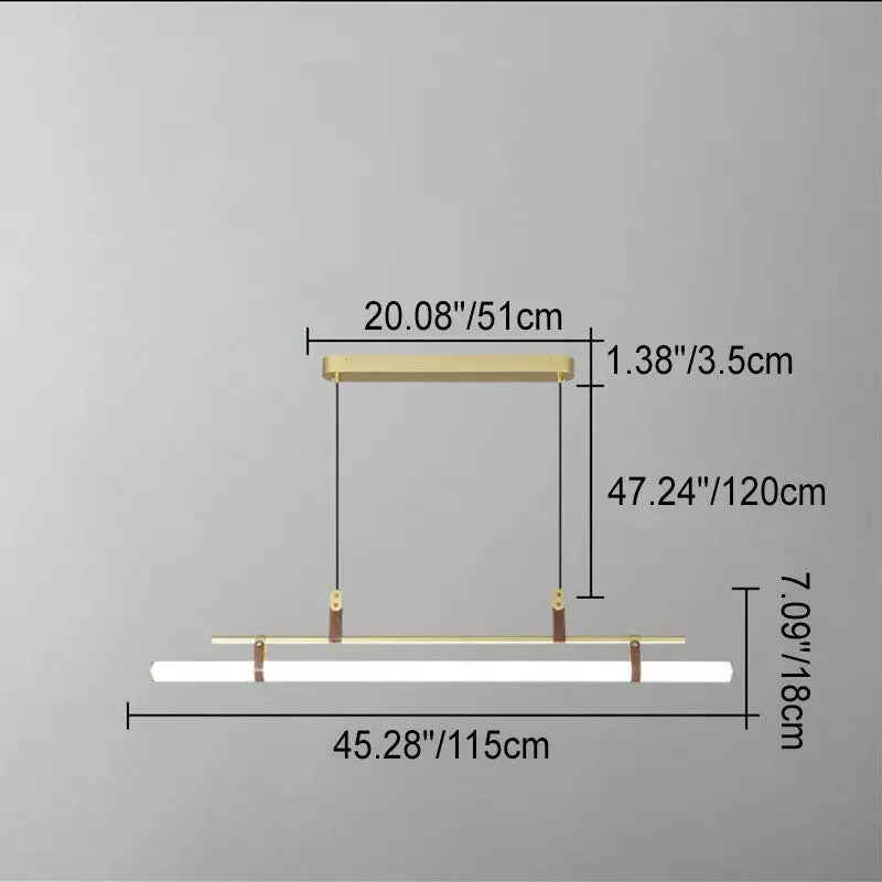 Nordic Minimalist Long Strip Leather LED Island Light Chandelier Lumendat