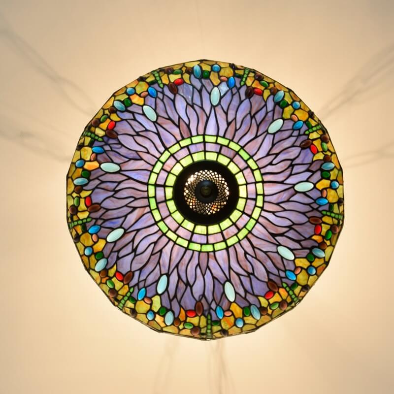 Vintage Tiffany Dragonfly Stained Glass 3-light Chandelier