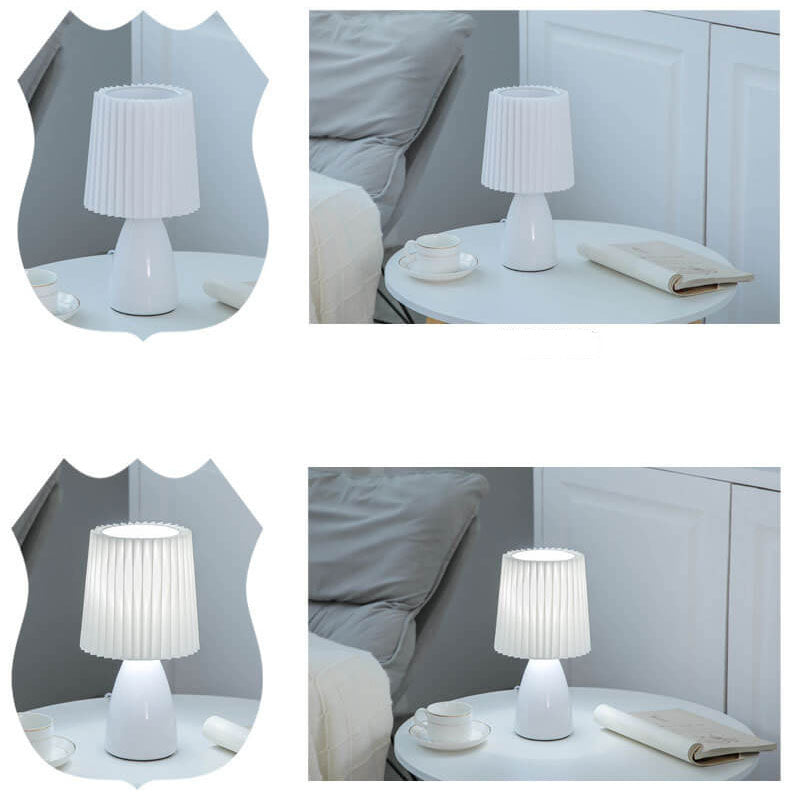 Nordic Vintage Pleated Shade Glass Base 1-Light Table Lamp Lumendat