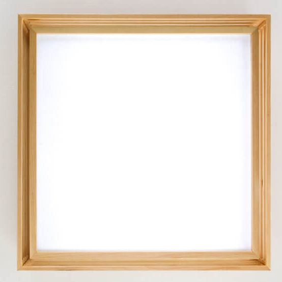 Nordic Solid Wood Square LED Japanese Tatami Flush Mount Ceiling Light BulbSquare