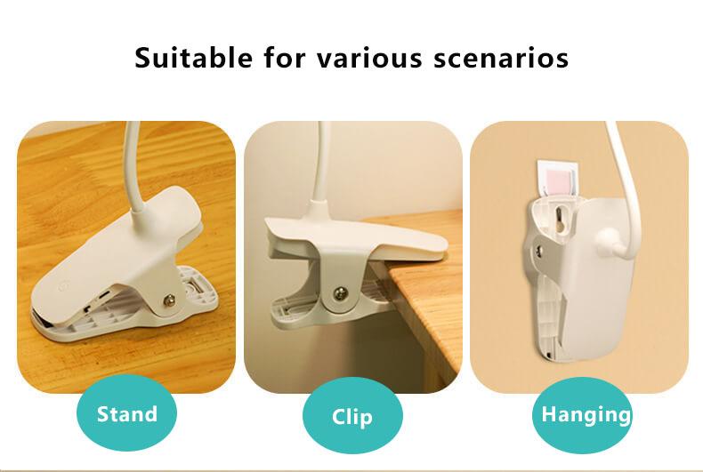 Simple LED Clip Desk Lamp Rechargeable Eye Protection Night Light Lumendat