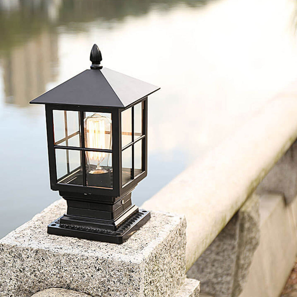 European Outdoor Column Lantern Waterproof Rustproof 1-Light Patio Light Lumendat