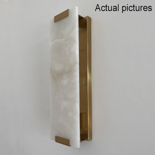 Nordic Light Luxury Copper Marble Strip Design 3-Light Wall Sconce Lamp