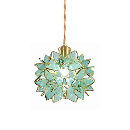 French Luxury Glass Gardenia Petal Ball 1-light Pendant Light