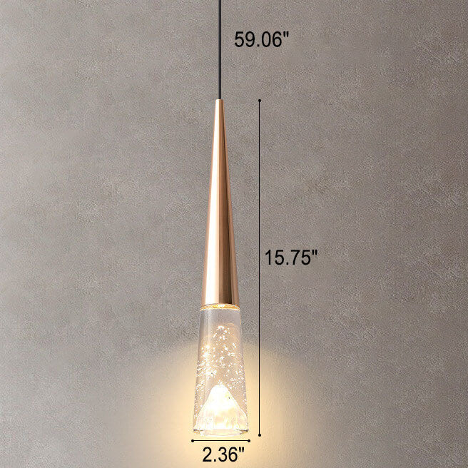 Light Luxury Minimalist Crystal Metal Pillar LED Pendant Light