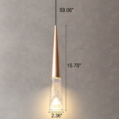 Light Luxury Minimalist Crystal Metal Pillar LED Pendant Light
