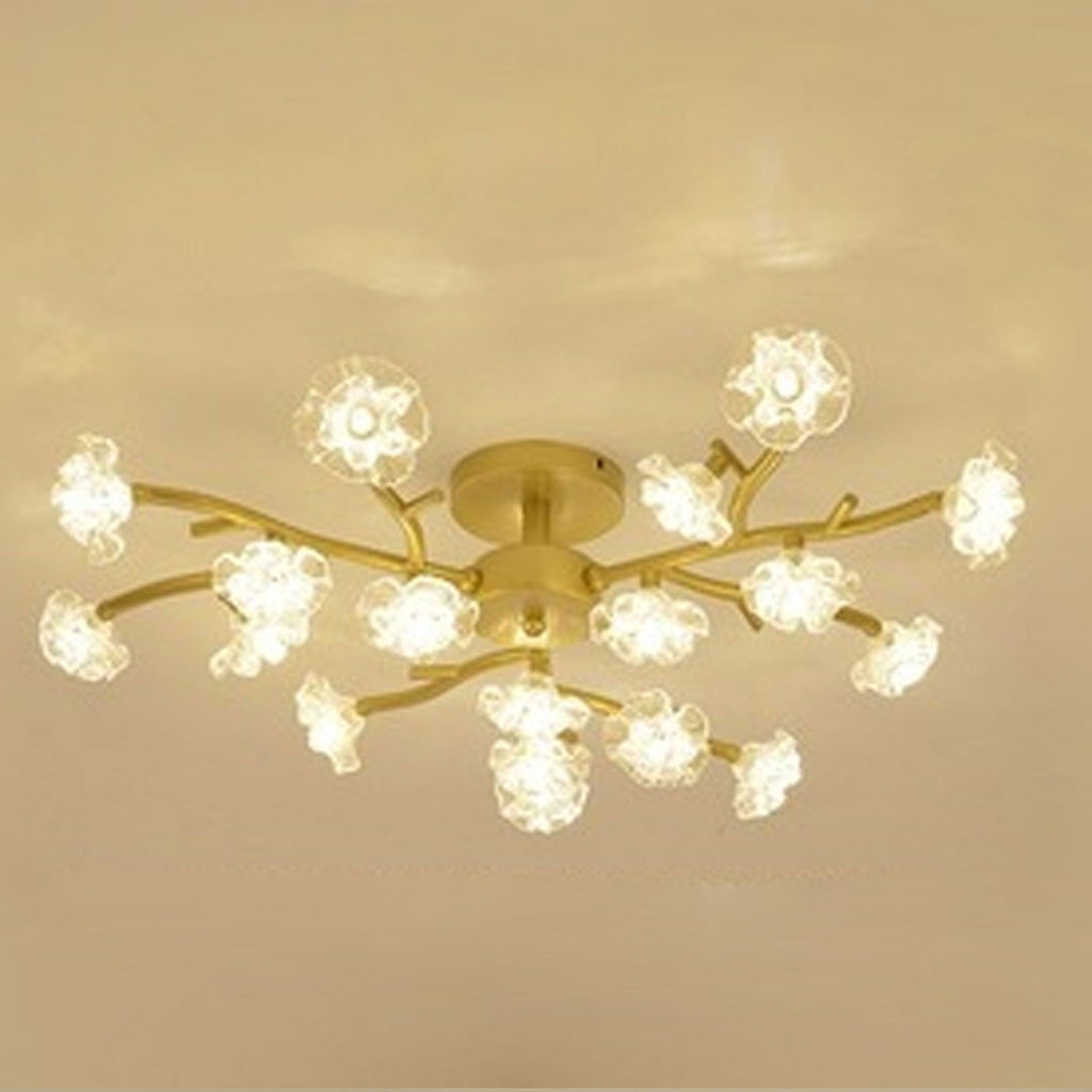 Nordic Creative Plum Blossom Tree Branch LED Semi-flush Mount Ceiling Light