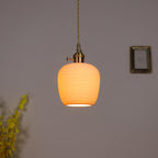 Nordic Japanese Ceramic Brass Oval 1-light Pendant Light BulbSquare