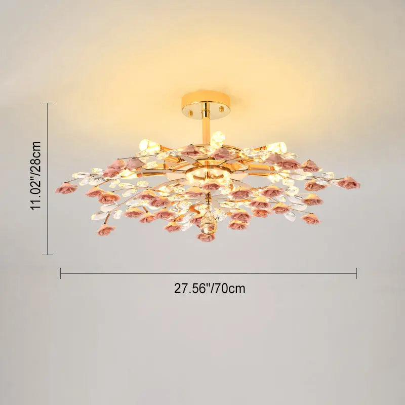 Modern Luxury Rose Iron Ceramic Crystal 6/7/8 Light Chandelier Lumendat