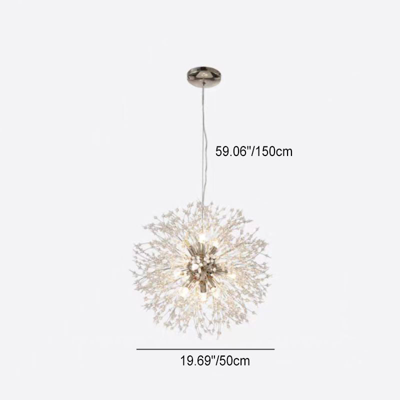 Contemporary Scandinavian Dandelion Metal Crystal 8/9/12/16 Light Chandelier for Bedroom