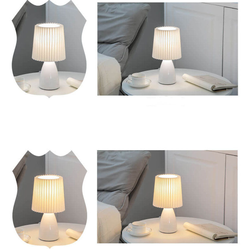 Nordic Vintage Pleated Shade Glass Base 1-Light Table Lamp Lumendat