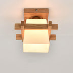 Modern Wooden Square Cube 1-light Semi-flush Mount Ceiling Light