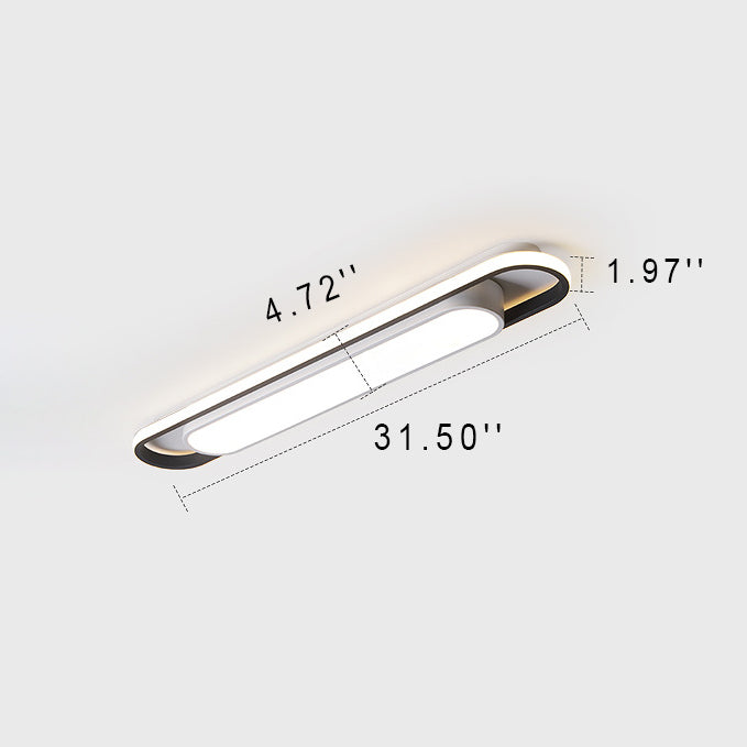 Nordic Minimalist Long Bar Ring LED Flush Mount Ceiling Light Lumendat