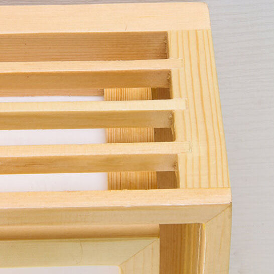 Nordic Solid Wood Square LED Japanese Tatami Flush Mount Ceiling Light BulbSquare