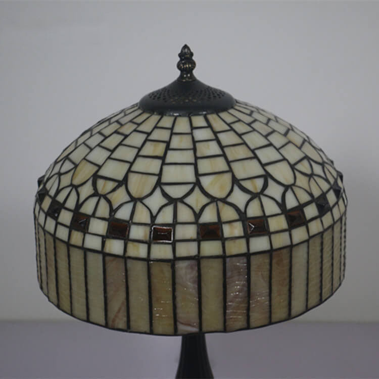 European Tiffany Yellow Baroque Glass 1-Light Table Lamp Lumendat