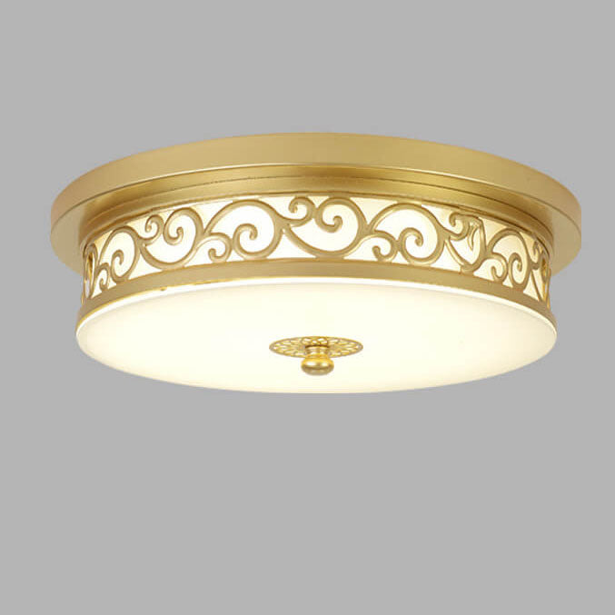 Vintage Circle Patterned Edge Iron 1-light LED Flush Mount Ceiling Light