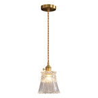 Modern Luxury Glass Bell Shade Brass 1-light Pendant Light BulbSquare