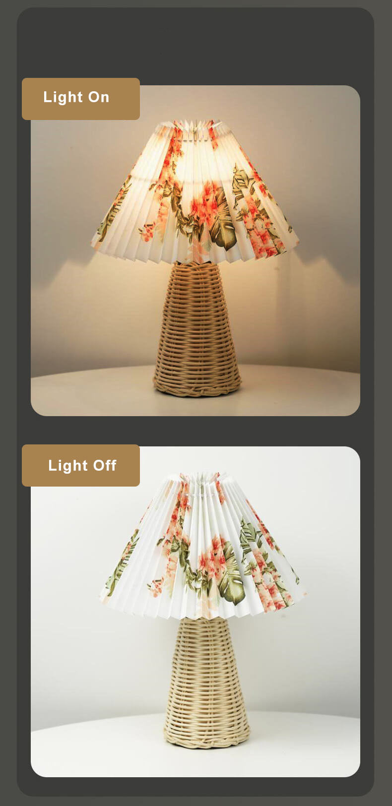 Vintage Pleated Fabric Tapered Base 1-Light Table Lamp Lumendat