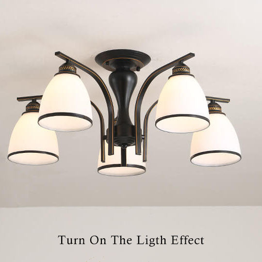 Vintage Bell Shade 3-5 Light Semi-flush Mount Lighting