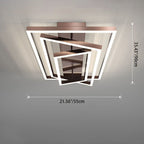 Modern Minimalist Aluminum Finish Multi-layer Rectangular Frame LED Flush Mount Ceiling Light for Living Room BulbSquare