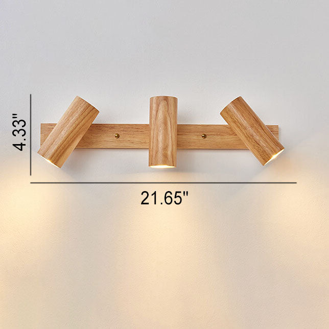 Japanese Minimalist Solid Wood Spotlight Track 1/3/4 Light Flush Mount Ceiling Light Lumendat