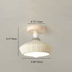Contemporary Scandinavian Cream Ceramic Geometric Round Shade 1-Light Semi-Flush Mount Ceiling Light For Living Room