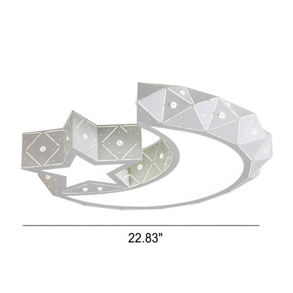 Modern Star Moon Geometric Iron LED Kids Flush Mount Ceiling Light