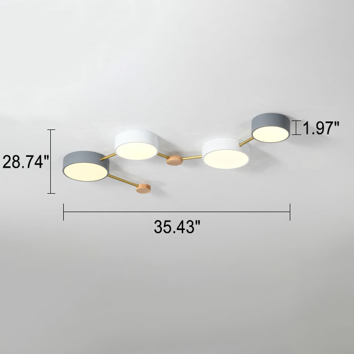 Scandinavian Minimalist Solid Wood Iron LED Flush Mount Lighting BulbSquare