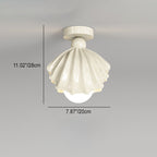 Contemporary Creative Cream Iron Resin Shell Design 1-Light Semi-Flush Mount Ceiling Light For Living Room