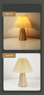 Vintage Pleated Fabric Tapered Base 1-Light Table Lamp Lumendat